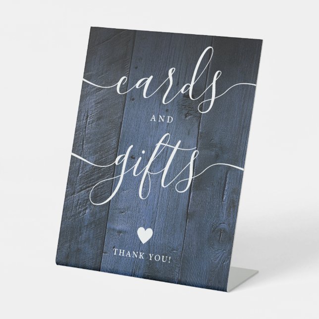 Signe De Table Barne Rustique Bleue Cartes Et Cadeaux De Script E (Recto)