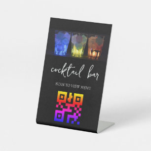 Signe De Table Barre à cocktails du menu numérique QR Code