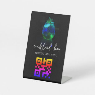 Signe De Table Barre à cocktails du menu numérique QR Code