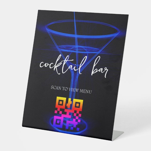 Signe De Table Barre à cocktails du menu numérique QR Code (Recto)
