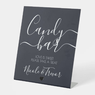 Signe De Table Barre de bonbons de mariage gris foncé