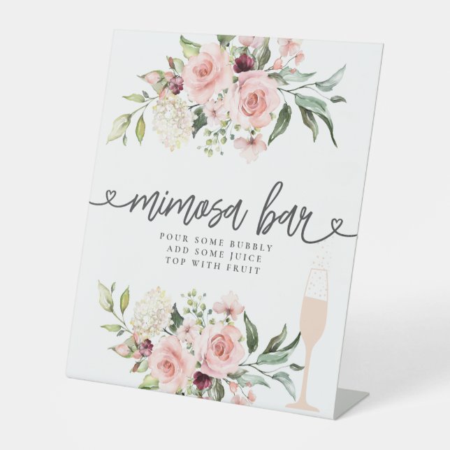 Signe De Table Barre de fleurs de Fêtes des mariées roses (Recto)