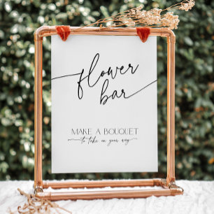 Signe De Table Barre de fleurs minimaliste noir et blanc