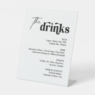 Signe De Table Barre de Mariage du menu Boissons noires et blanch