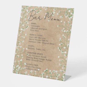 Signe De Table Barre de Mariage rustique - Fleurs du souffle du b
