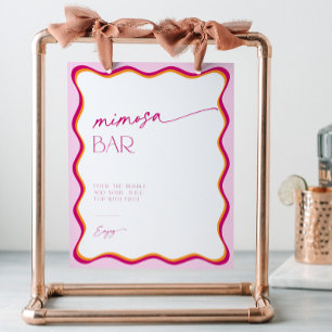 Signe De Table Barre de Mimosa couleur rose orange rouge rétro