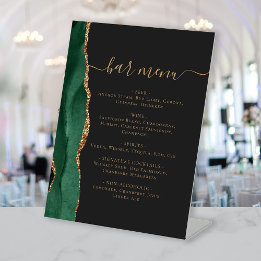Signe De Table Barre mariage Menu Emerald Green Gold Agate Dark