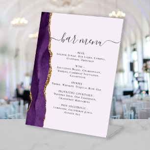 Signe De Table Barre mariage Menu Purple Gold Agate Lavender