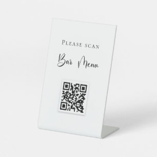 Signe De Table Barre menu QR code typographie blanc