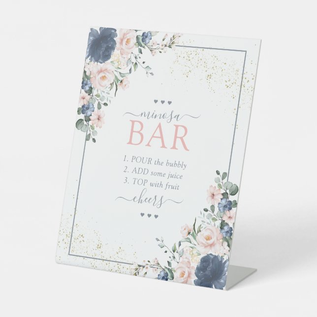 Signe De Table Barre Minosa Florale bleu-bleu-bleu-rose (Recto)