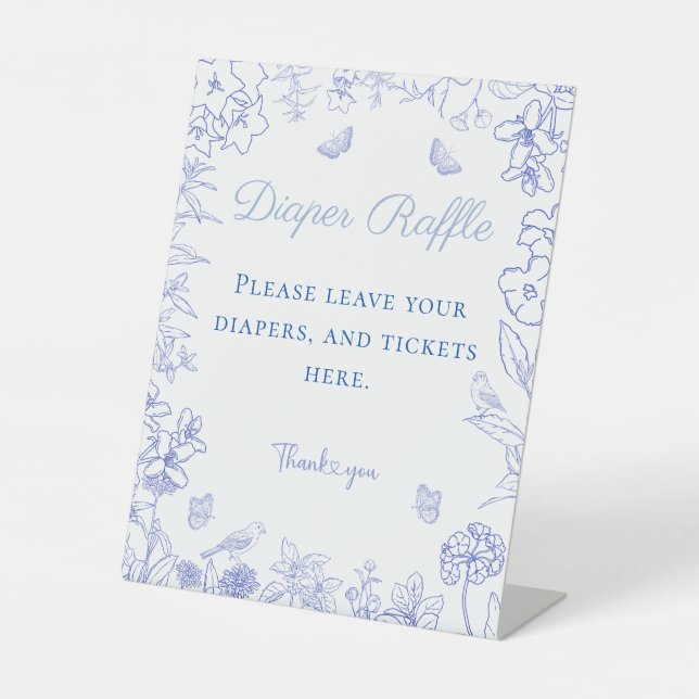 Signe De Table Barreau bleu Baby shower Chinoiserie (Recto)