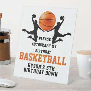 Signe De Table Basket orange Boy 5E fête d'anniversaire