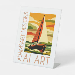 Signe De Table Bateau à voile vintage au coucher du soleil - Art 