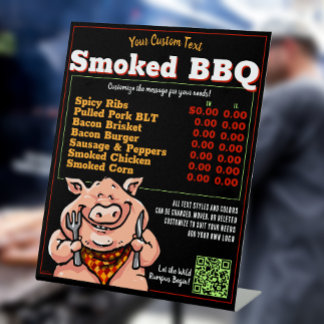 Signe De Table BBQ Funky Barbeque Menu Porc Grill Grill Alimentat