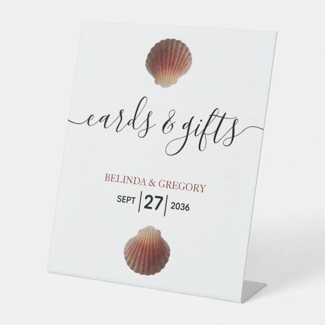 Signe De Table Beach Seashell Clams Cartes de Mariage & Cadeaux (Recto)