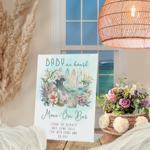 Signe De Table Bébé à bord Tropical Surfing Mom-Osa Bar