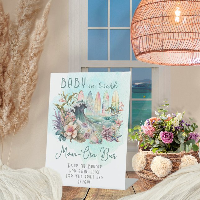 Signe De Table Bébé à bord Tropical Surfing Mom-Osa Bar (Créateur téléchargé)