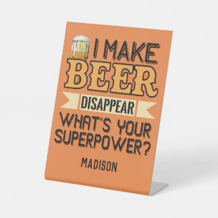 Signe De Table Beer Superpower nom et couleur personnalisés