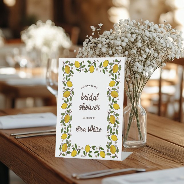 Signe De Table Belle FÊTE DES MARIÉES d'été aux citrons PERSONNAL (Lovely Lemons CUSTOM Summer BRIDAL SHOWER Pedestal Sign
)