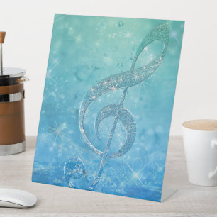 Signe De Table Belle Glittery Blue Music Note Treble Clef