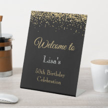 Bienvenue 50e Anniversaire Noir Paillettes Dorées