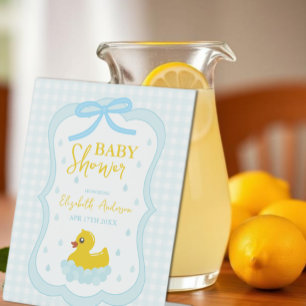 Signe De Table Bienvenue à la baby shower Gingham Garçon aux gout