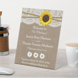 Signe De Table Bienvenue à la collection de Mariages de tournesol
