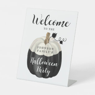 Signe De Table Bienvenue à la fête d'Halloween avec citrouille no