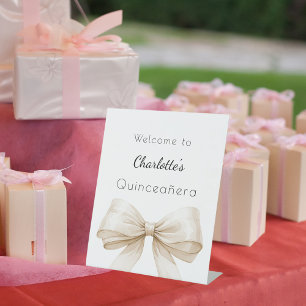 Signe De Table Bienvenue à la Quinceanera en crème beige