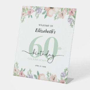 Signe De Table Bienvenue à une élégante fête d'anniversaire de 60