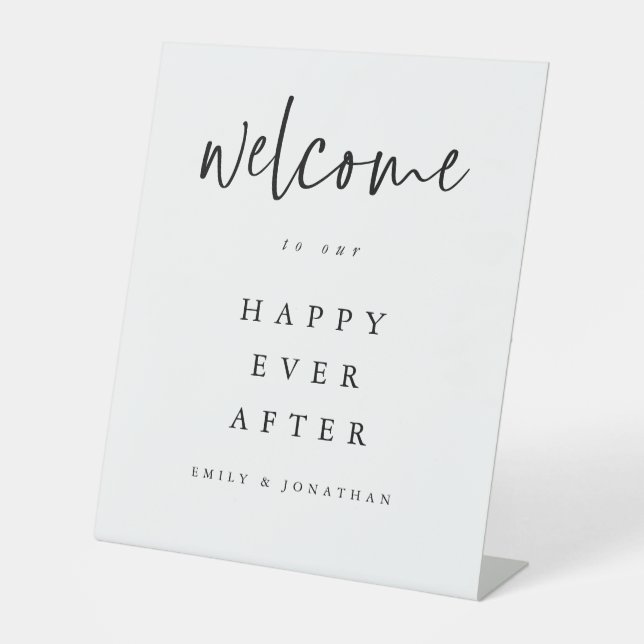 Signe De Table Bienvenue dans Happy Ever After Mariage Black Whit (Recto)