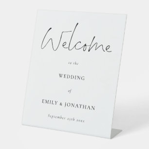Signe De Table Bienvenue dans le Mariage Script noir