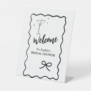 Signe De Table Bienvenue Elegant Pedestal Wavy Retro Fête des mar