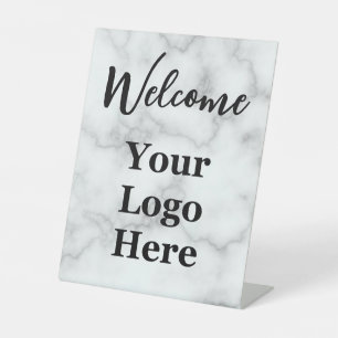 Signe De Table Bienvenue élégant Votre logo ici Marbre Faux Ensei