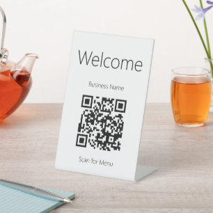 Signe De Table Bienvenue numérisation noir et blanc pour le code 