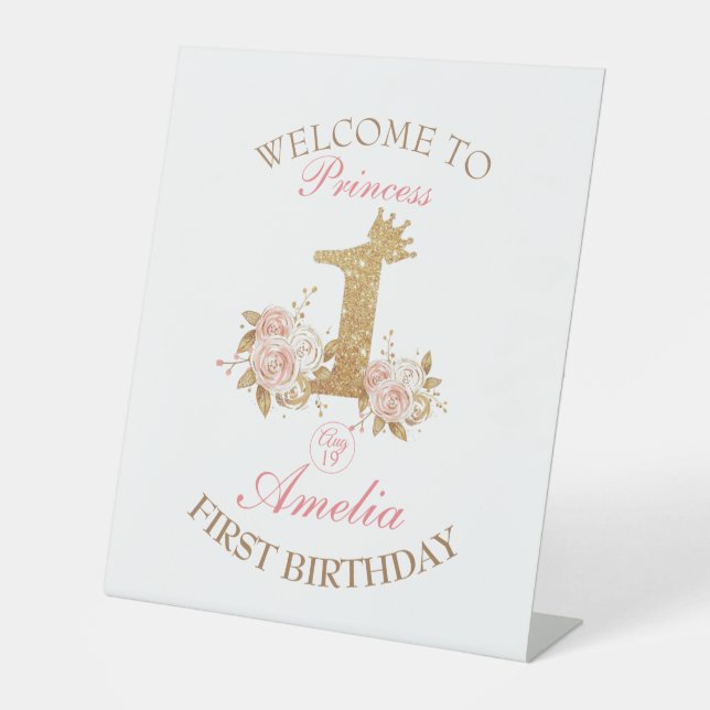 Signe De Table Bienvenue Princesse 1er anniversaire (Recto)