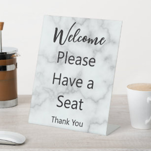 Signe De Table Bienvenue S'il vous plaît prendre place Faux Marbl
