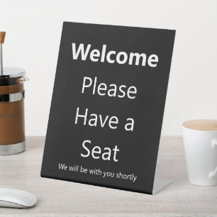 Signe De Table Bienvenue, veuillez vous asseoir Entreprise noire