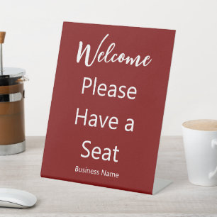 Signe De Table Bienvenue, veuillez vous asseoir Nom de l'entrepri
