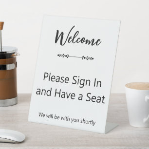 Signe De Table Bienvenue, veuillez vous connecter et asseyez-vous