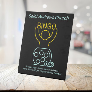 Signe De Table Bingo Night Neon Line Art personnalisable