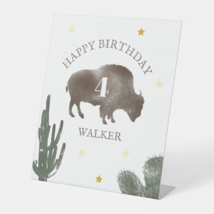 Signe De Table Bison Buffalo Desert Cactus Ranch Western Annivers