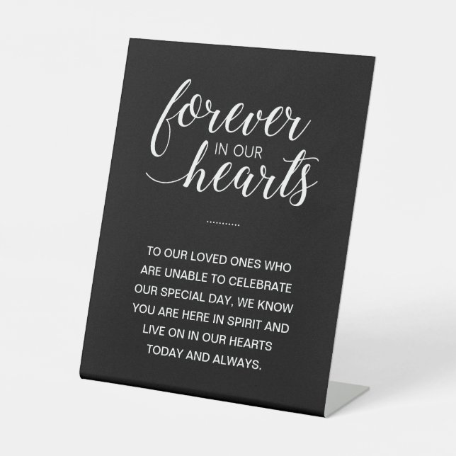 Signe De Table Black Forever dans nos coeurs Mariage commémoratif (Recto)