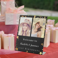 Black gold photo stars 2 personnes anniversaire bi