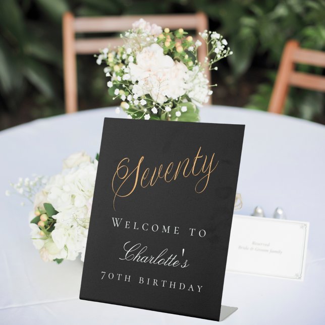 Signe De Table Black or 70e anniversaire bienvenue (Créateur téléchargé)