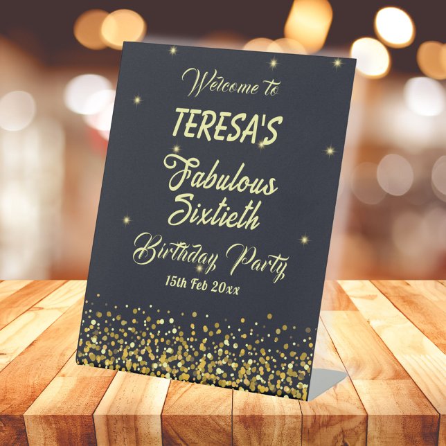 Signe De Table Black & or fabuleux soixantième anniversaire bienv (Créateur téléchargé)