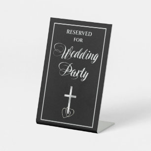 Signe De Table Black Silver Christian Cross Wedding Party
