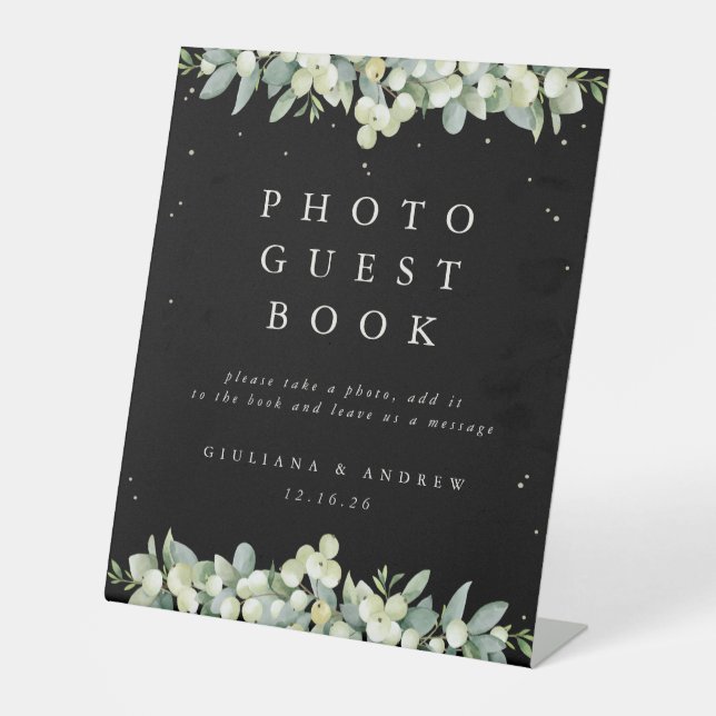 Signe De Table Black Snowberry+Eucalyptus Mariage Photo GuestBook (Recto)