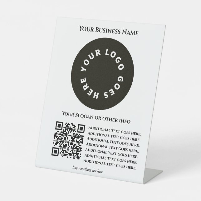 Signe De Table Blanc avec code QR ajoutez votre propre texte et l (Recto)