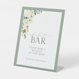 Signe De Table Blanc Gris Vert Aquarelle Douche Bouquet Bar